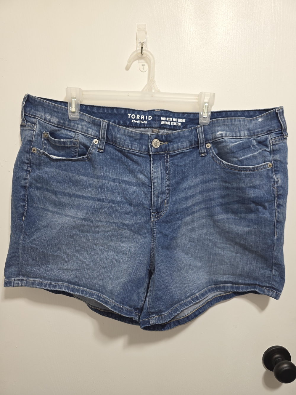 torrid Blue Washed Denim Mid-Rise Jean Shorts